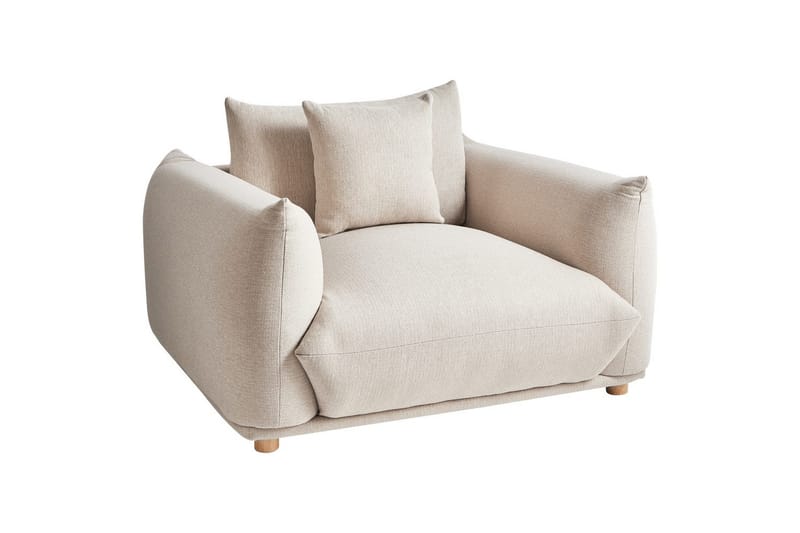 Fåtölj Luvos, Beige, ljust trä