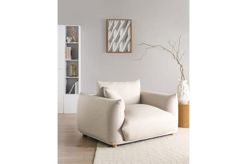 Fåtölj Luvos - Beige, ljust trä - Möbler - Vardagsrum - Fåtöljer