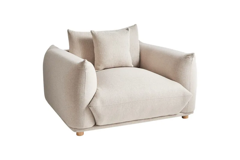 Fåtölj Luvos, Beige, ljust trä