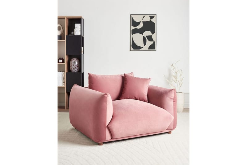 Fåtölj Luvos - Rosa, mörkt trä - Möbler - Vardagsrum - Fåtöljer