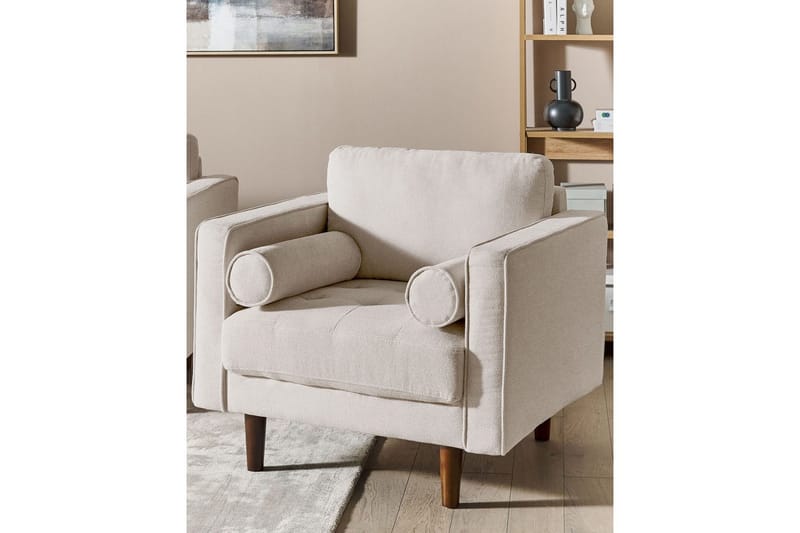 Fåtölj Nurmo - Beige, mörkt trä - Möbler - Vardagsrum - Fåtöljer