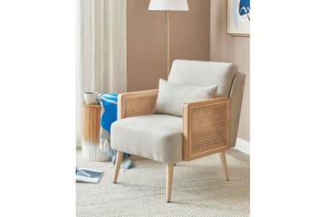 Fåtölj Orum - Beige, ljust trä - Möbler - Vardagsrum - Fåtöljer
