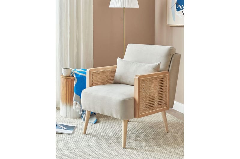 Fåtölj Orum - Beige, ljust trä - Möbler - Vardagsrum - Fåtöljer
