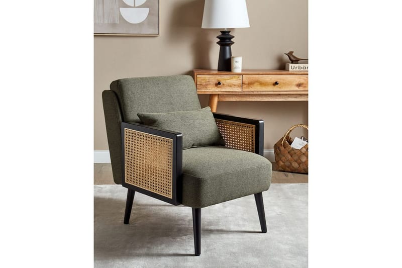 Fåtölj Orum - Grönt, ljust trä, svart - Möbler - Vardagsrum - Fåtöljer