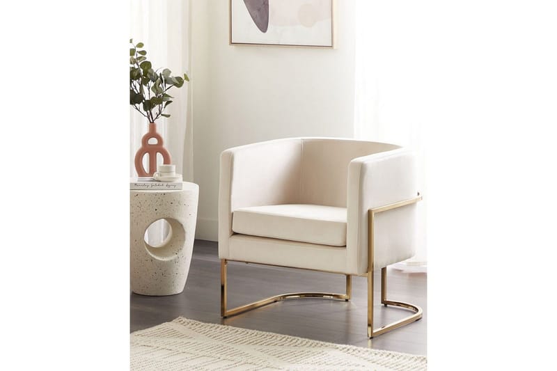 Fåtölj Sirkka - Beige, guld - Möbler - Vardagsrum - Fåtöljer