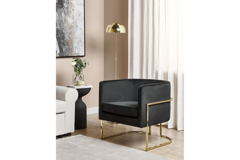 Fåtölj Sirkka - Svart, guld - Möbler - Vardagsrum - Fåtöljer