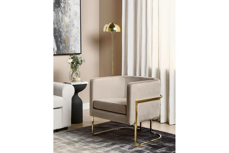 Fåtölj Sirkka - Taupe, guld - Möbler - Vardagsrum - Fåtöljer