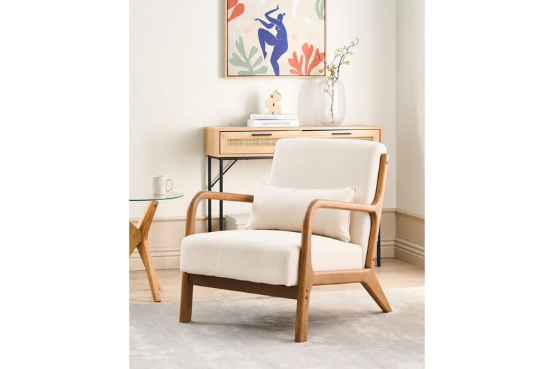 Fåtölj Skovde - Ljusbeige, ljust trä - Möbler - Vardagsrum - Fåtöljer