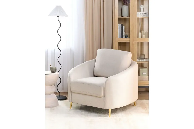 Fåtölj Trosa - Beige, guld - Möbler - Vardagsrum - Fåtöljer