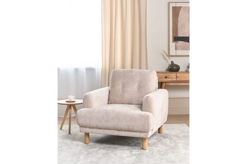Fåtölj Tuve - Beige, ljust trä/Bouclé - Möbler - Vardagsrum - Fåtöljer