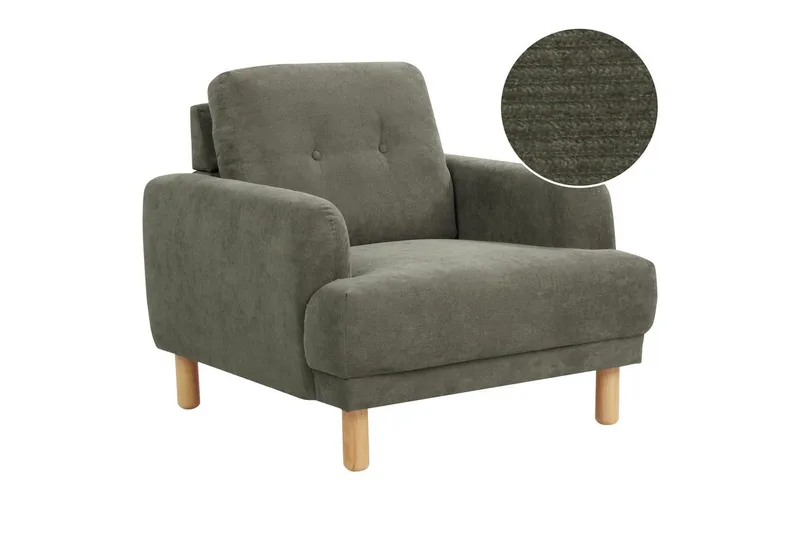 Fåtölj Tuve, Grönt, ljust trä/Manchestertyg