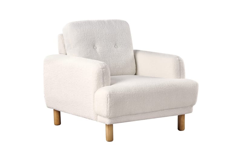 Fåtölj Tuve - Vit, ljust trä/Bouclé - Möbler - Vardagsrum - Fåtöljer