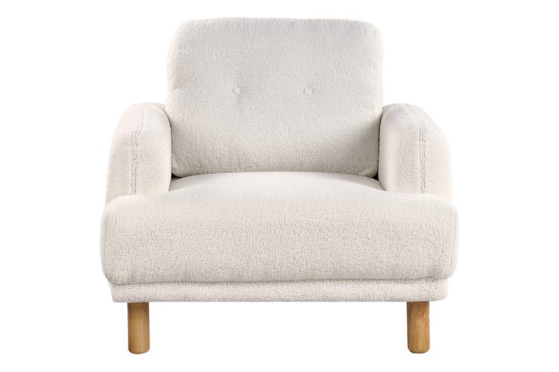 Fåtölj Tuve - Vit, ljust trä/Bouclé - Möbler - Vardagsrum - Fåtöljer