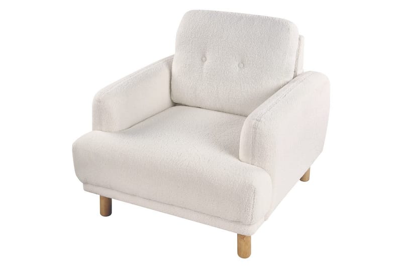 Fåtölj Tuve - Vit, ljust trä/Bouclé - Möbler - Vardagsrum - Fåtöljer