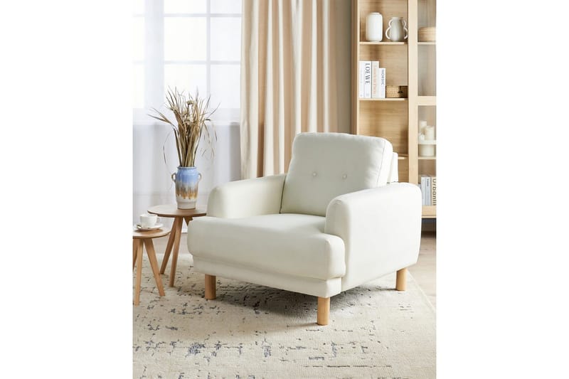 Fåtölj Tuve - Vit, ljust trä/Polyester - Möbler - Vardagsrum - Fåtöljer