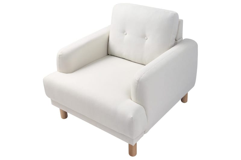 Fåtölj Tuve - Vit, ljust trä/Polyester - Möbler - Vardagsrum - Fåtöljer