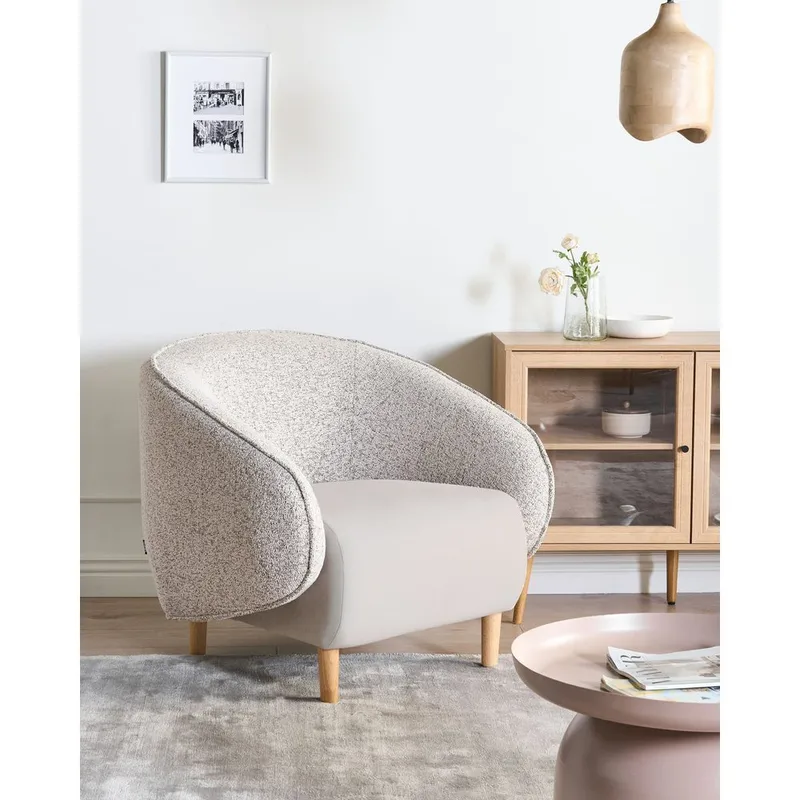 Fåtölj Umea - Beige, ljust trä - Möbler - Vardagsrum - Fåtöljer