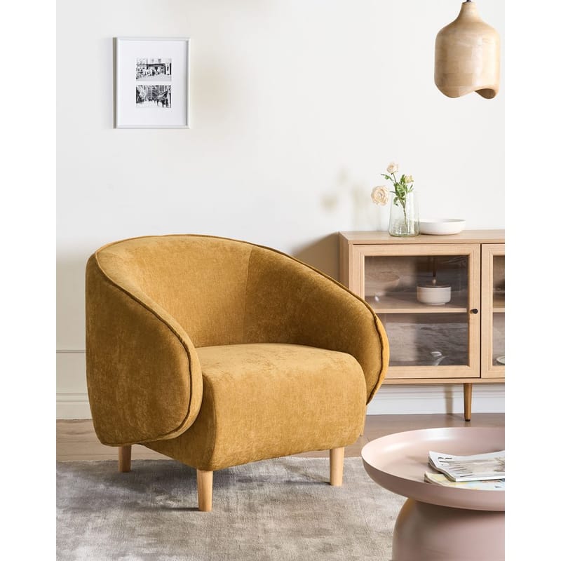 Fåtölj Umea - Gult, ljust trä - Möbler - Vardagsrum - Fåtöljer