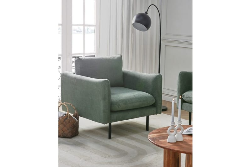 Fåtölj Vinterbro - Grön, Svart/Polyester - Möbler - Vardagsrum - Fåtöljer