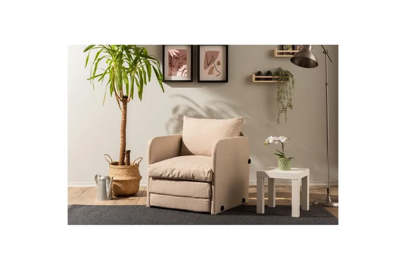 1-sits bäddsoffa Rubby Beige - Beige - Möbler - Vardagsrum - Fåtöljer - Bäddfåtöljer
