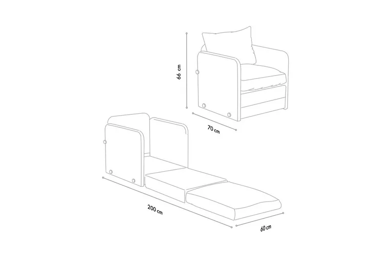 1-sits bäddsoffa Rubby Ljusgrå - Ljusgrå - Möbler - Vardagsrum - Fåtöljer - Bäddfåtöljer