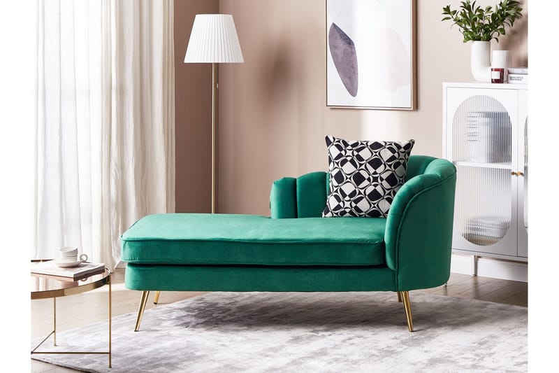 Allier Schäslong 150 cm - Guld/Grön - Möbler - Vardagsrum - Fåtöljer - Schäslongfåtöljer & divanfåtöljer