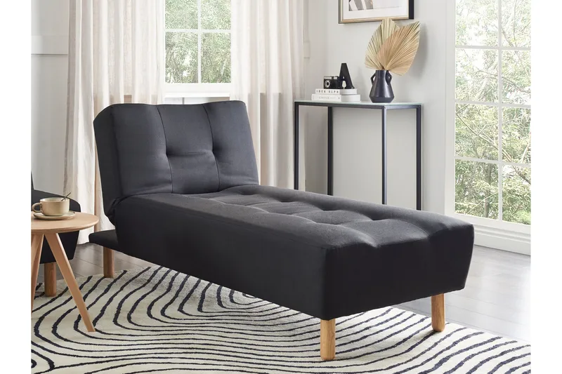 Alsten Schäslong 163 cm - Svart/Ljust trä - Möbler - Vardagsrum - Fåtöljer - Schäslongfåtöljer & divanfåtöljer