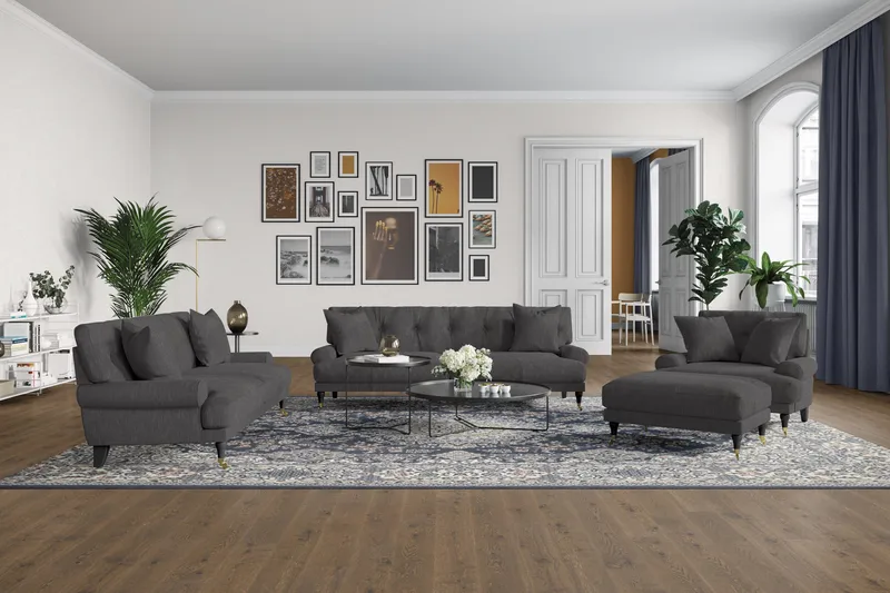 Andrew Loveseat - Mörkgrå/Mässing - Möbler - Vardagsrum - Fåtöljer