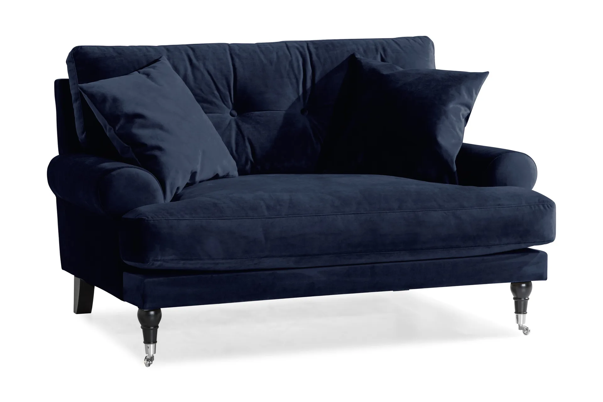 Andrew Loveseat Sammet - Midnattsbl&aring;/Krom