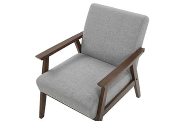 Asnes Retro Tygfåtölj med Träben i valnötsutseende - Grå - Möbler - Vardagsrum - Fåtöljer