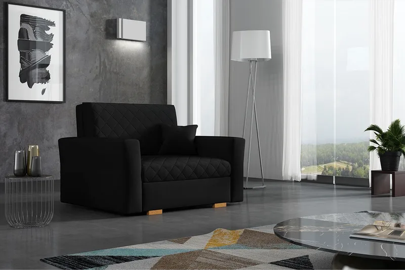 Bensbyn Bäddfåtölj Rutmönster - Svart - Möbler - Vardagsrum - Fåtöljer - Bäddfåtöljer