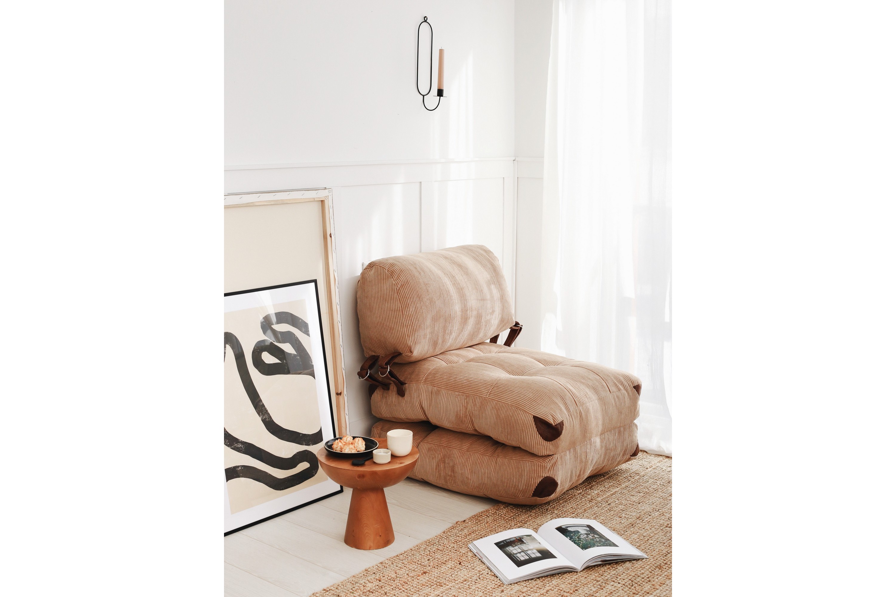 fold bäddfåtölj camel -