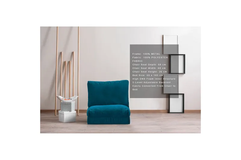 Maydena Bäddfåtölj 60x185 cm - Blå - Möbler - Vardagsrum - Fåtöljer - Bäddfåtöljer