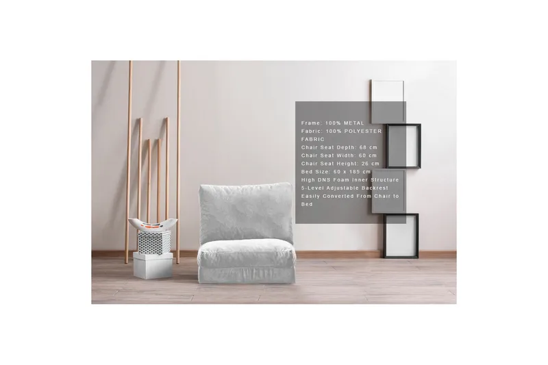 Maydena Bäddfåtölj 60x185 cm - Grå - Möbler - Vardagsrum - Fåtöljer - Bäddfåtöljer