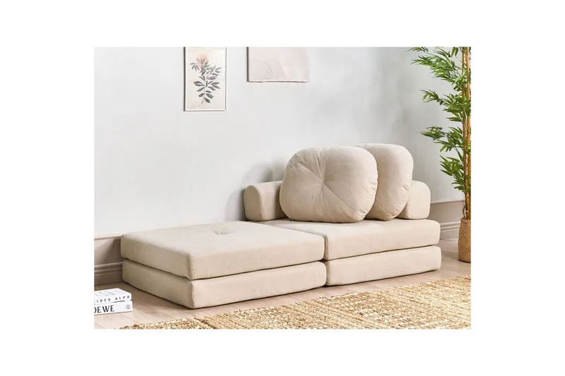 Bäddsoffa Olden - Beige/Polyester, 81x182 cm - Möbler - Vardagsrum - Fåtöljer - Bäddfåtöljer