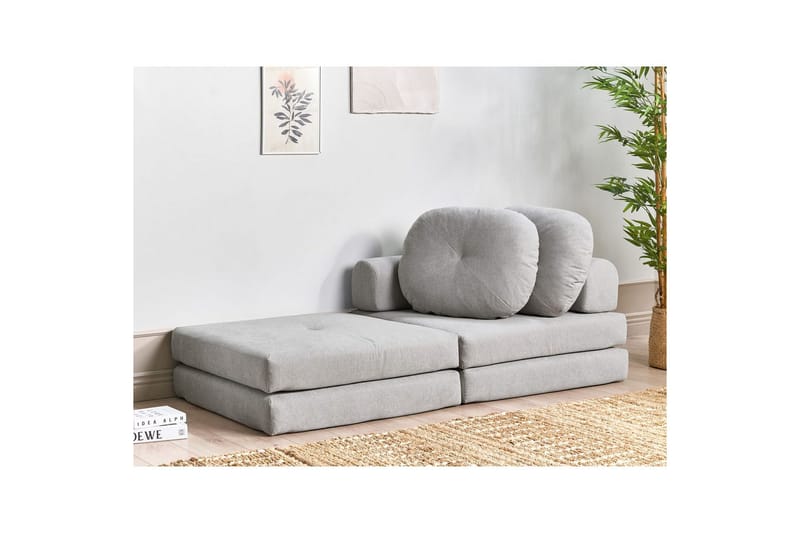 Bäddsoffa Olden - Grå/Polyester, 81x182 cm - Möbler - Vardagsrum - Fåtöljer - Bäddfåtöljer