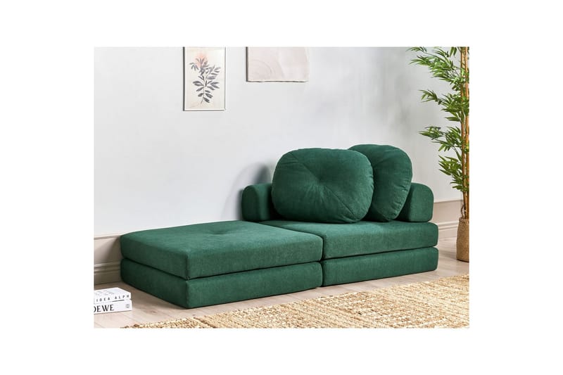 Bäddsoffa Olden - Grön/Polyester, 81x182 cm - Möbler - Vardagsrum - Fåtöljer - Bäddfåtöljer