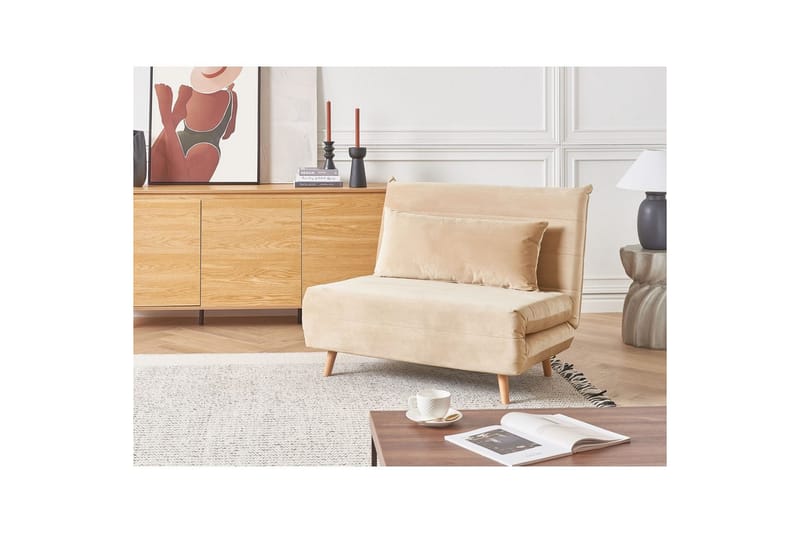 Bäddsoffa Setten - Beige, ljust trä - Möbler - Vardagsrum - Fåtöljer - Bäddfåtöljer