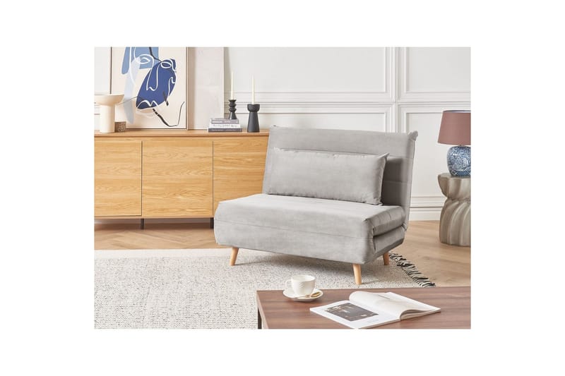 Bäddsoffa Setten - Grå, ljust trä - Möbler - Vardagsrum - Fåtöljer - Bäddfåtöljer