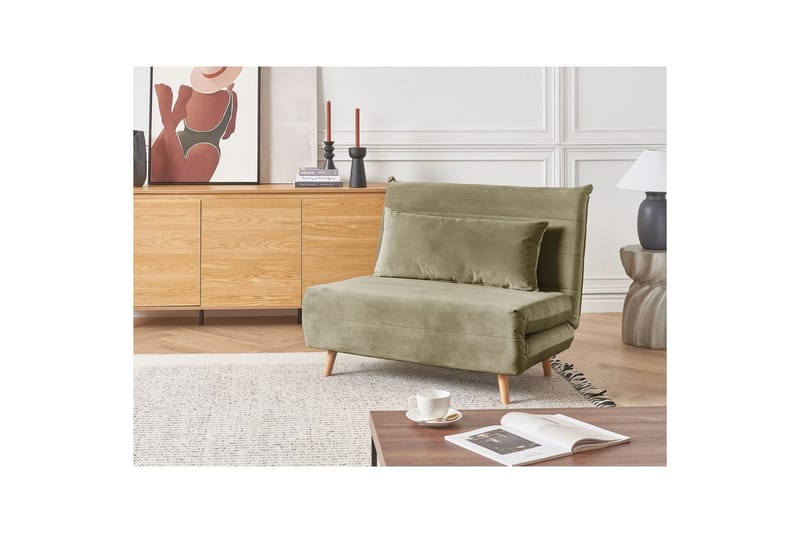 Bäddsoffa Setten - Grönt, ljust trä - Möbler - Vardagsrum - Fåtöljer - Bäddfåtöljer