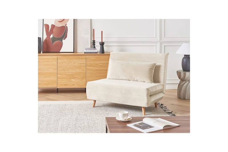 Bäddsoffa Setten - Vit, ljust trä - Möbler - Vardagsrum - Fåtöljer - Bäddfåtöljer