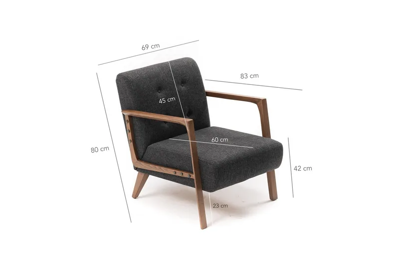 Barrion Fåtölj med Armstöd - Grå - Möbler - Vardagsrum - Fåtöljer