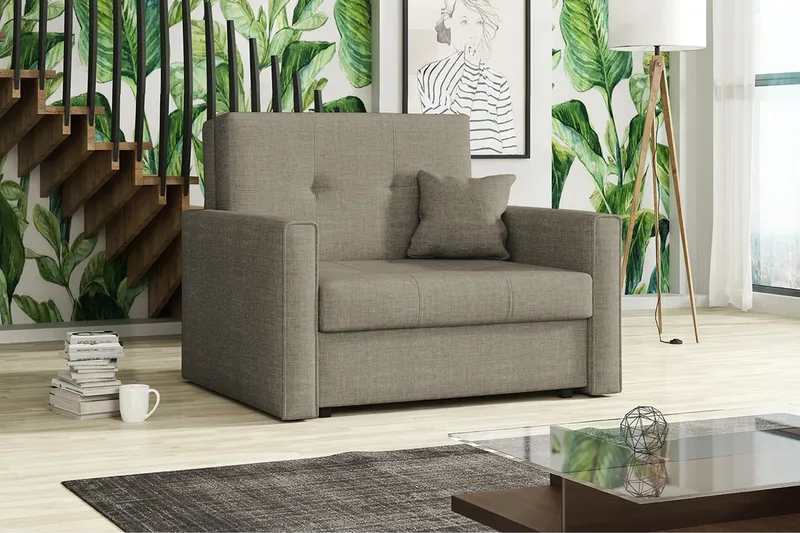 Bensbyn 2-sits Bäddsoffa 80x196 cm med Förvaring i Tyg - Grå - Möbler - Vardagsrum - Bäddsoffor - 2-sits bäddsoffa