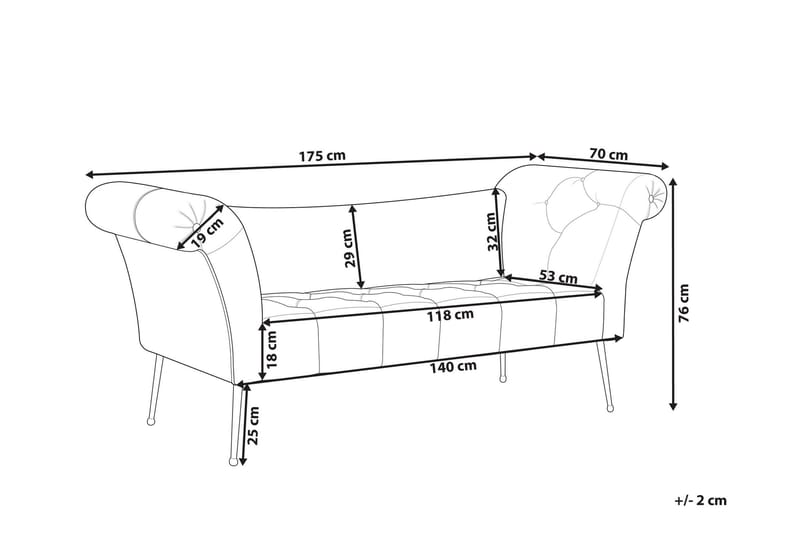 Bethely Schäslong 175 cm - Guld/Red - Möbler - Sovrum - Dagbäddar