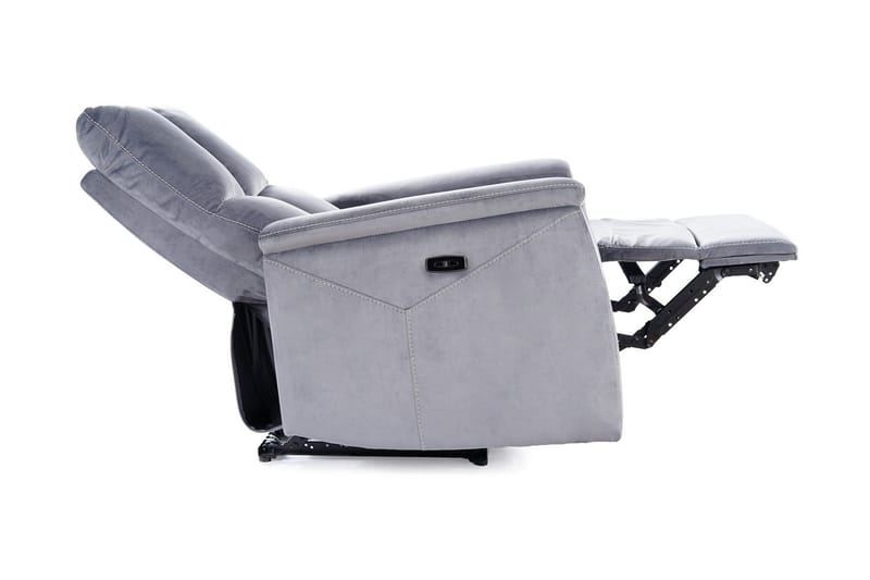 Neptu Reclinerfåtölj Elektrisk - Sammet/Grå - Möbler - Vardagsrum - Fåtöljer - Biofåtöljer & reclinerfåtöljer