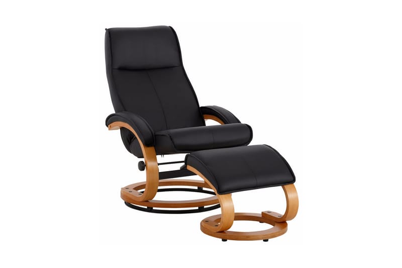PIATA Reclinerfåtölj Konstläder Svart/Trä - Biofåtöljer & reclinerfåtöljer - Skinnfåtölj