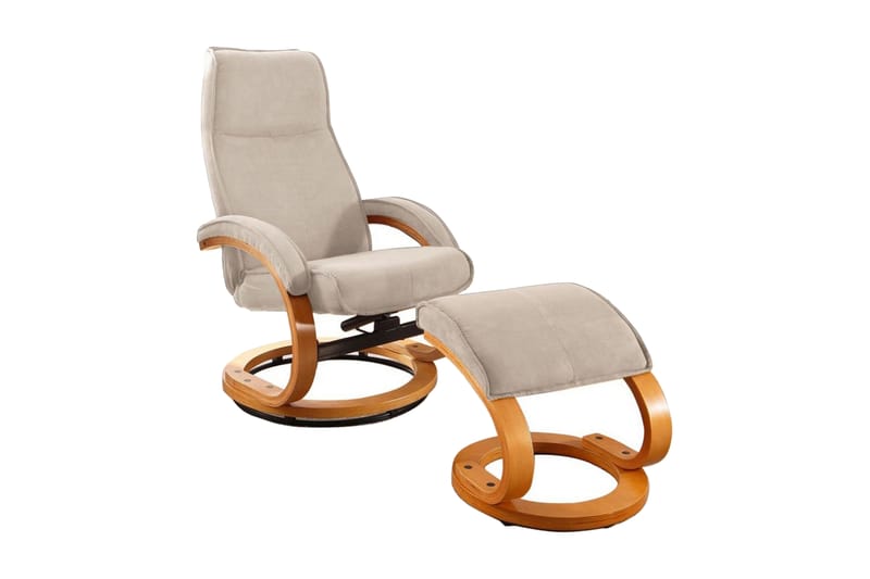 PIATA Reclinerfåtölj Microfiber Beige/Trä - Möbler - Vardagsrum - Fåtöljer - Biofåtöljer & reclinerfåtöljer