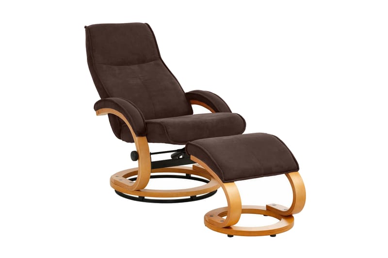 PIATA Reclinerfåtölj Microfiber Brun/Trä - Möbler - Vardagsrum - Fåtöljer - Biofåtöljer & reclinerfåtöljer