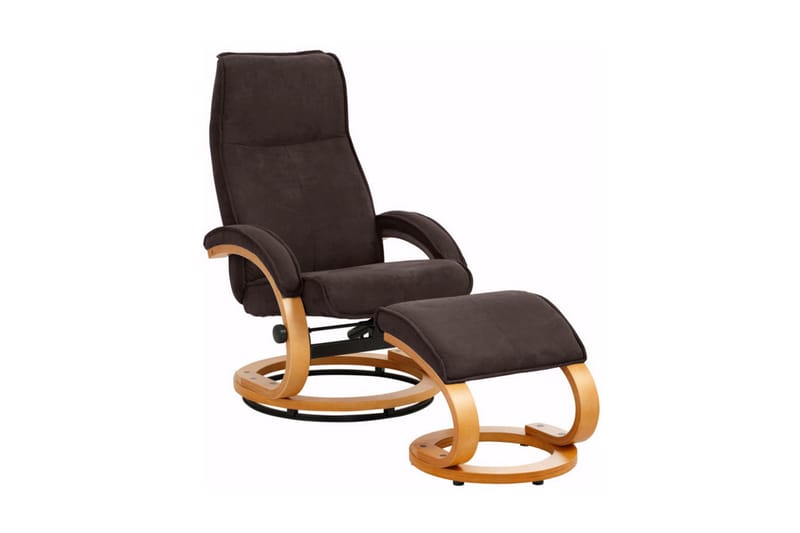 PIATA Reclinerfåtölj Microfiber Brun/Trä - Möbler - Vardagsrum - Fåtöljer - Biofåtöljer & reclinerfåtöljer