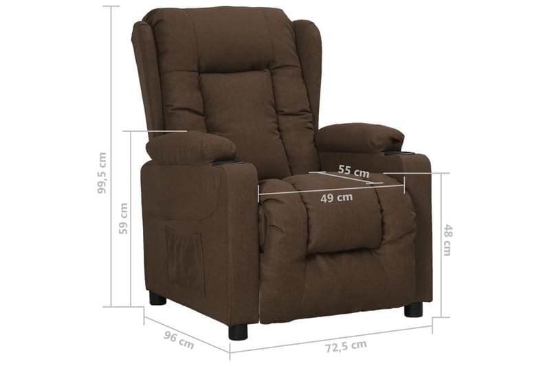 Reclinerfåtölj brun tyg - Brun - Möbler - Vardagsrum - Fåtöljer - Biofåtöljer & reclinerfåtöljer